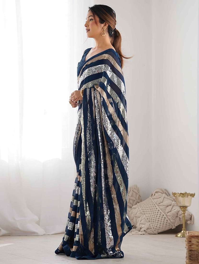 women solid with work embellished saree with blouse - 22275449 -  Standard Image - 2