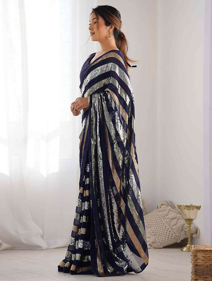 women solid with work embellished saree with blouse - 22275451 -  Standard Image - 2