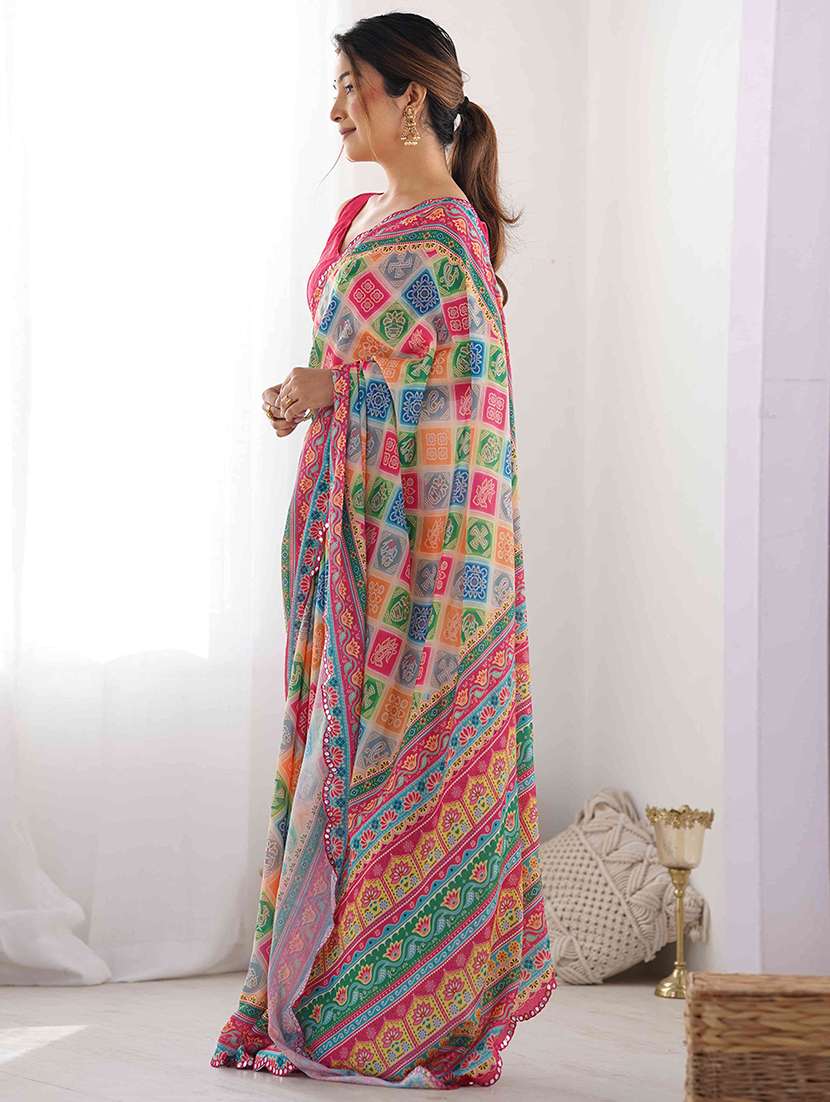 women printed casual wear saree with blouse - 22275454 -  Standard Image - 2