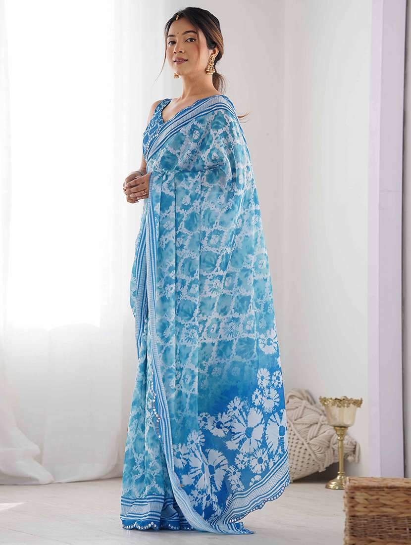 women printed casual wear saree with blouse - 22275456 -  Standard Image - 2