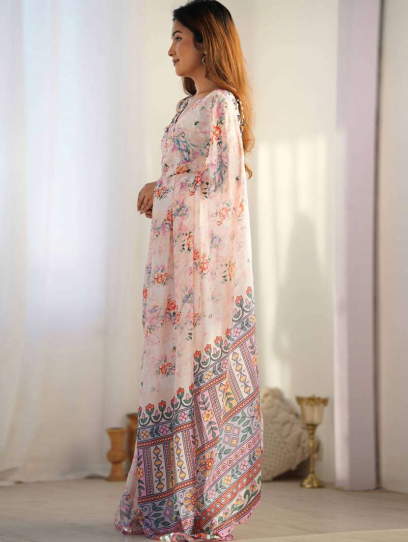 women printed casual wear saree with blouse - 22275459 -  Standard Image - 2