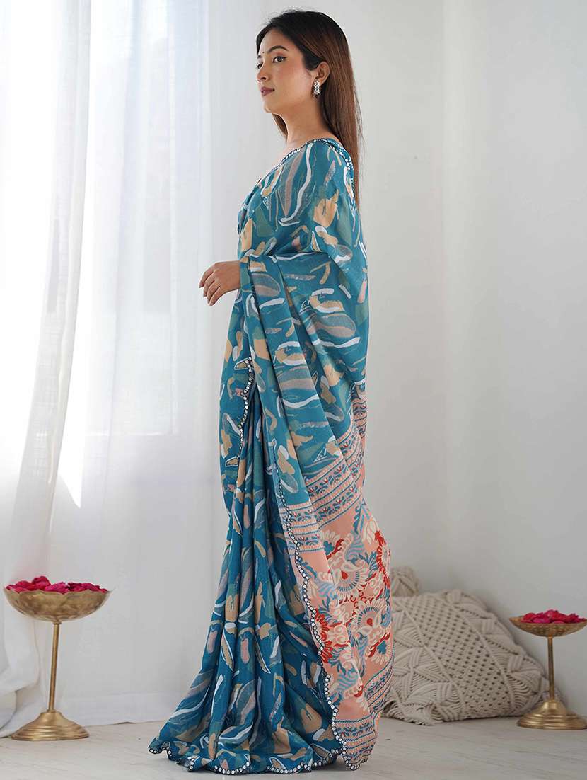 women printed casual wear saree with blouse - 22275461 -  Standard Image - 2