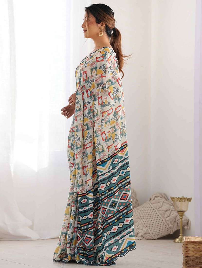 women printed casual wear saree with blouse - 22275463 -  Standard Image - 2