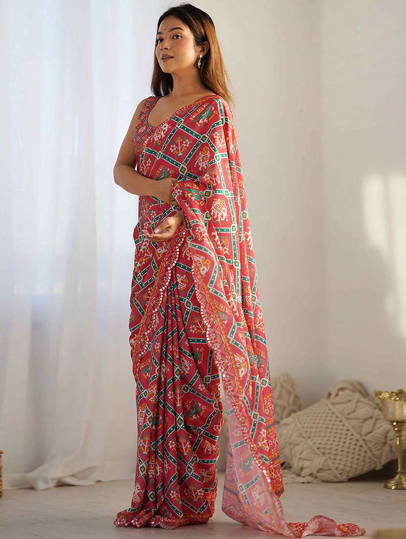 women printed casual wear saree with blouse - 22275466 -  Standard Image - 2