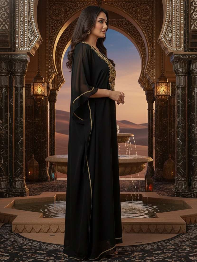 women embroidered kimono sleeve kaftan dress - 22275586 -  Standard Image - 2