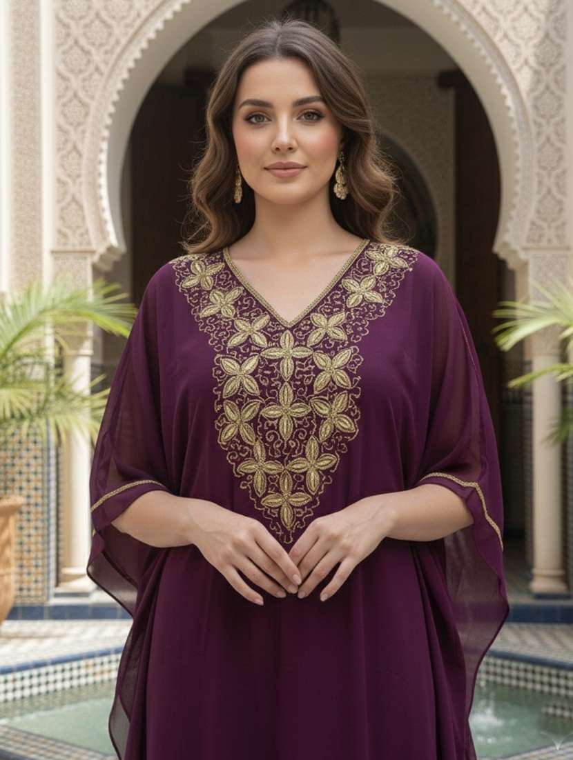 women embroidered kimono sleeve kaftan dress - 22275587 -  Standard Image - 2