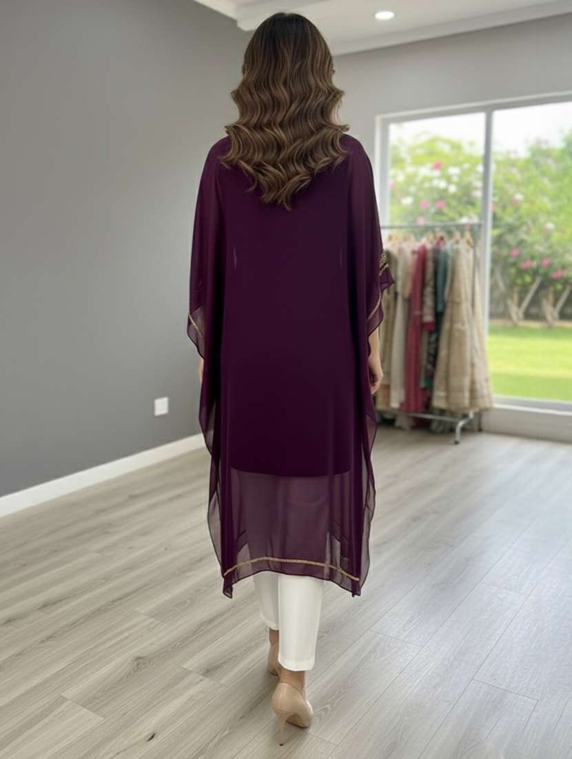 women embroidered kimono sleeve kaftan tunic - 22275615 -  Standard Image - 2