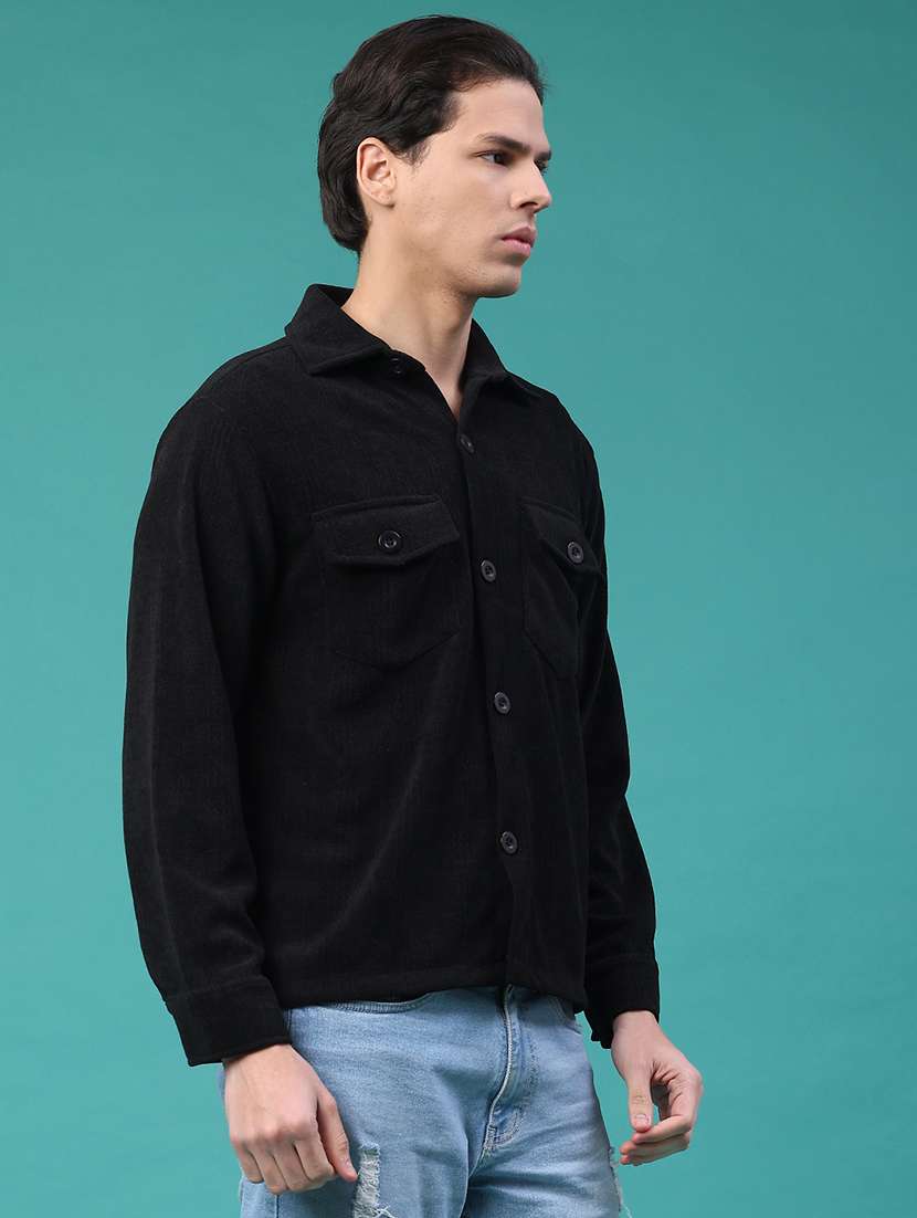 men solid long sleeve regular fit shacket - 22276188 -  Standard Image - 2