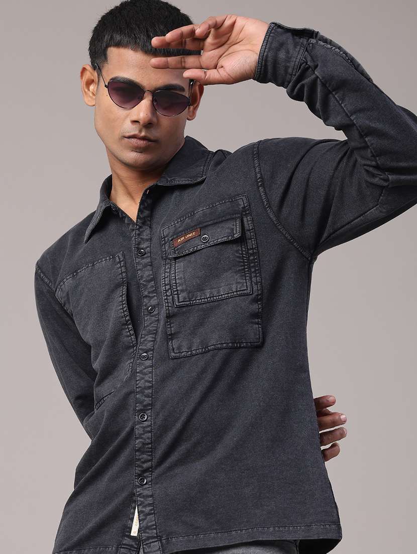 men solid long sleeve regular fit casual shirt