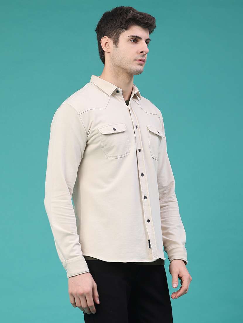 men solid long sleeve regular fit shacket - 22276193 -  Standard Image - 2