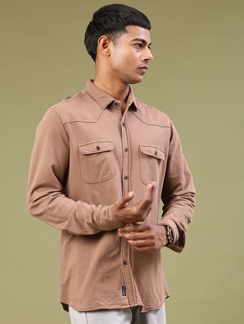 men solid long sleeve regular fit casual shirt - 22276195 -  Standard Image - 2