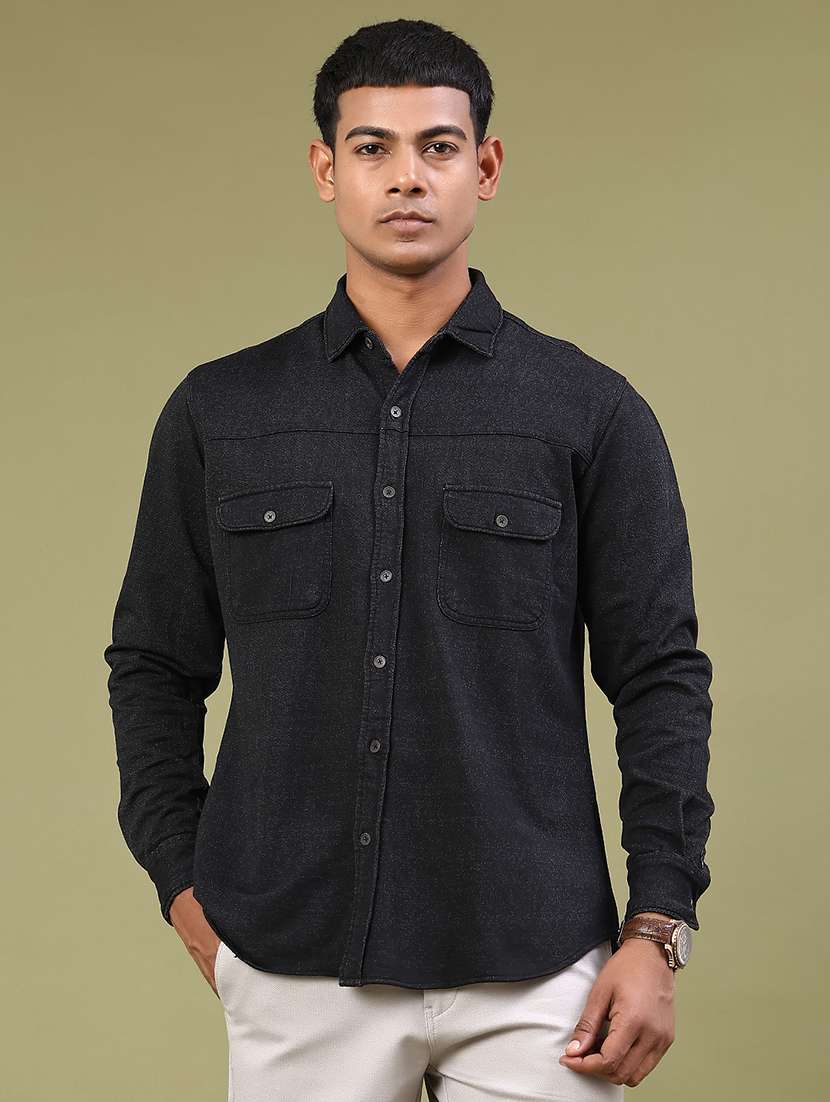 men solid long sleeve regular fit casual shirt