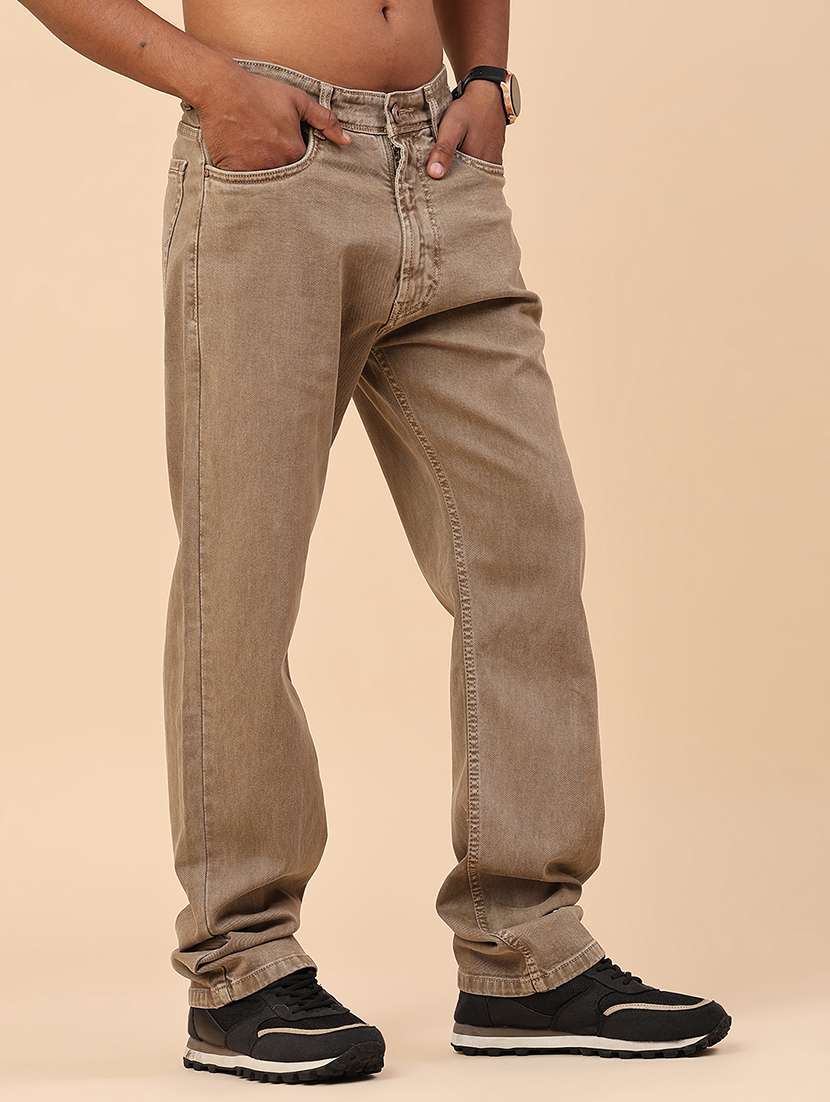 men plain mid rise full length relaxed fit jeans - 22276237 -  Standard Image - 2
