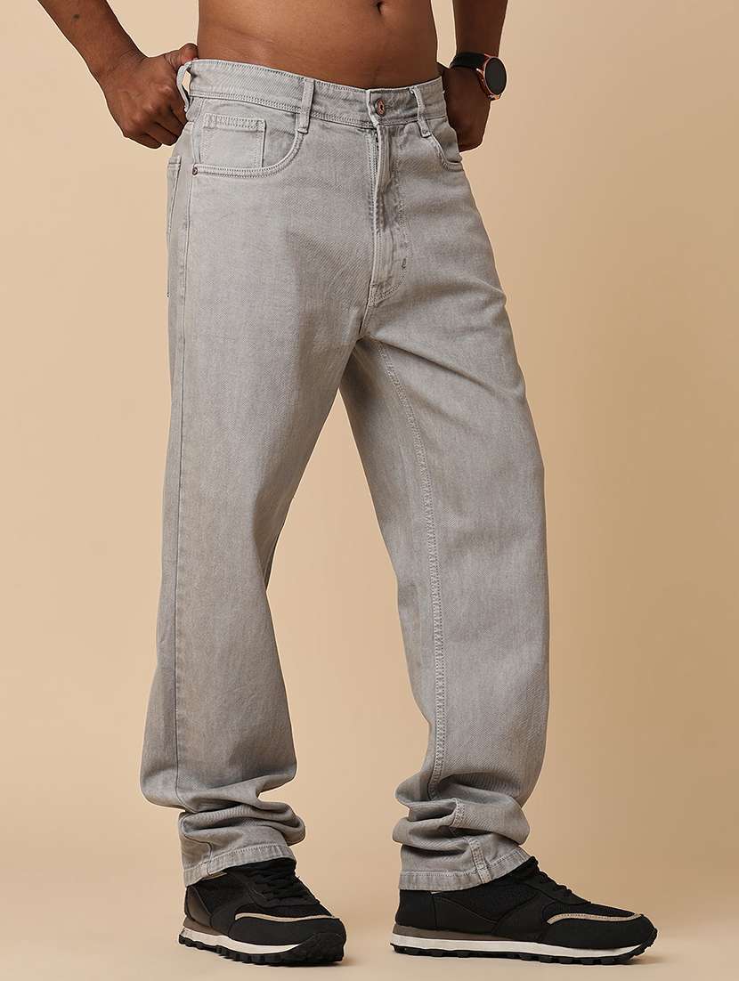 men plain mid rise full length relaxed fit jeans - 22276240 -  Standard Image - 2