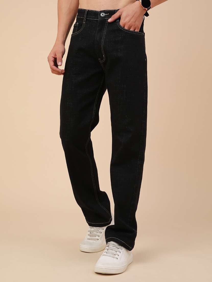 men plain mid rise full length straight jeans - 22276243 -  Standard Image - 2