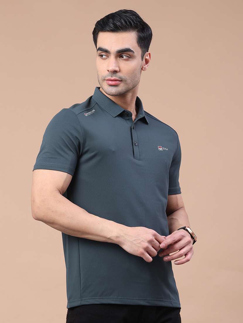 men solid short sleeve slim fit polo t-shirt - 22276260 -  Standard Image - 2