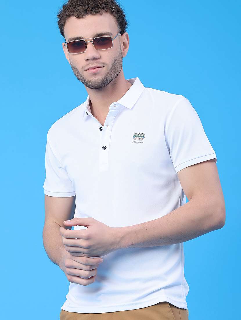 men solid short sleeve regular fit polo t-shirt
