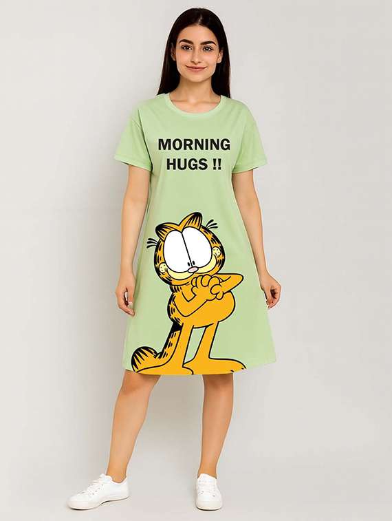 women printed short sleeve t-shirt dress