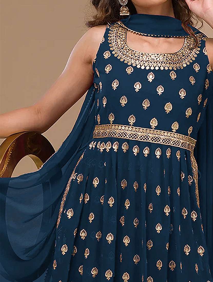 Women Solid With Work Semi-stitched Suit Set - 22276537 -  Standard Image - 2