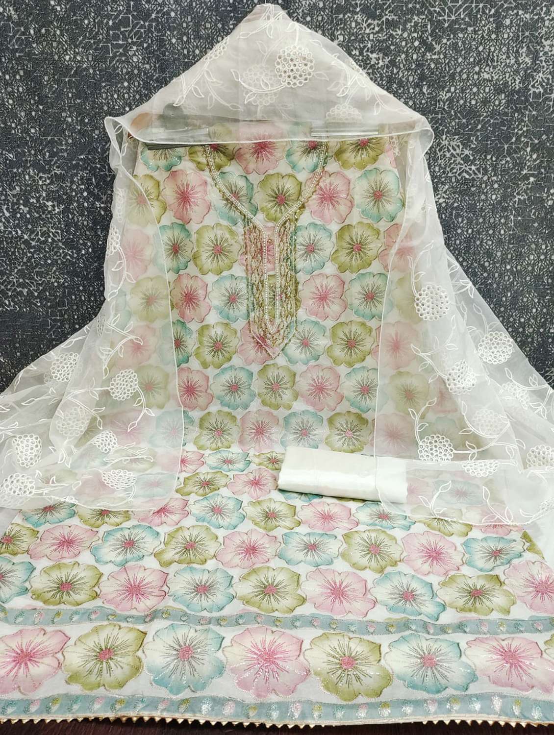 women floral embroidered unstitched suit set - 22277446 -  Standard Image - 2