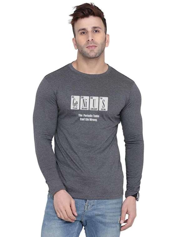 men printed long sleeve slim fit t-shirt
