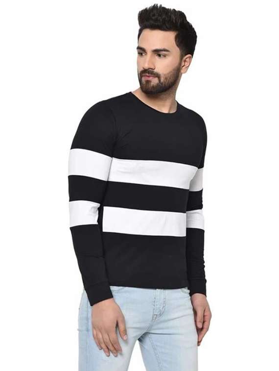 men color blocked long sleeve slim fit t-shirt - 22277503 -  Standard Image - 2
