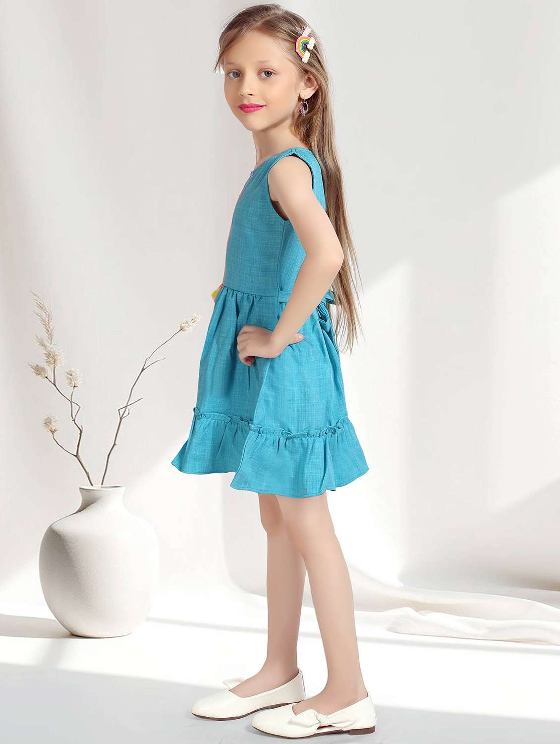 girls embroidered short sleeve tiered frock - 22277510 -  Standard Image - 2