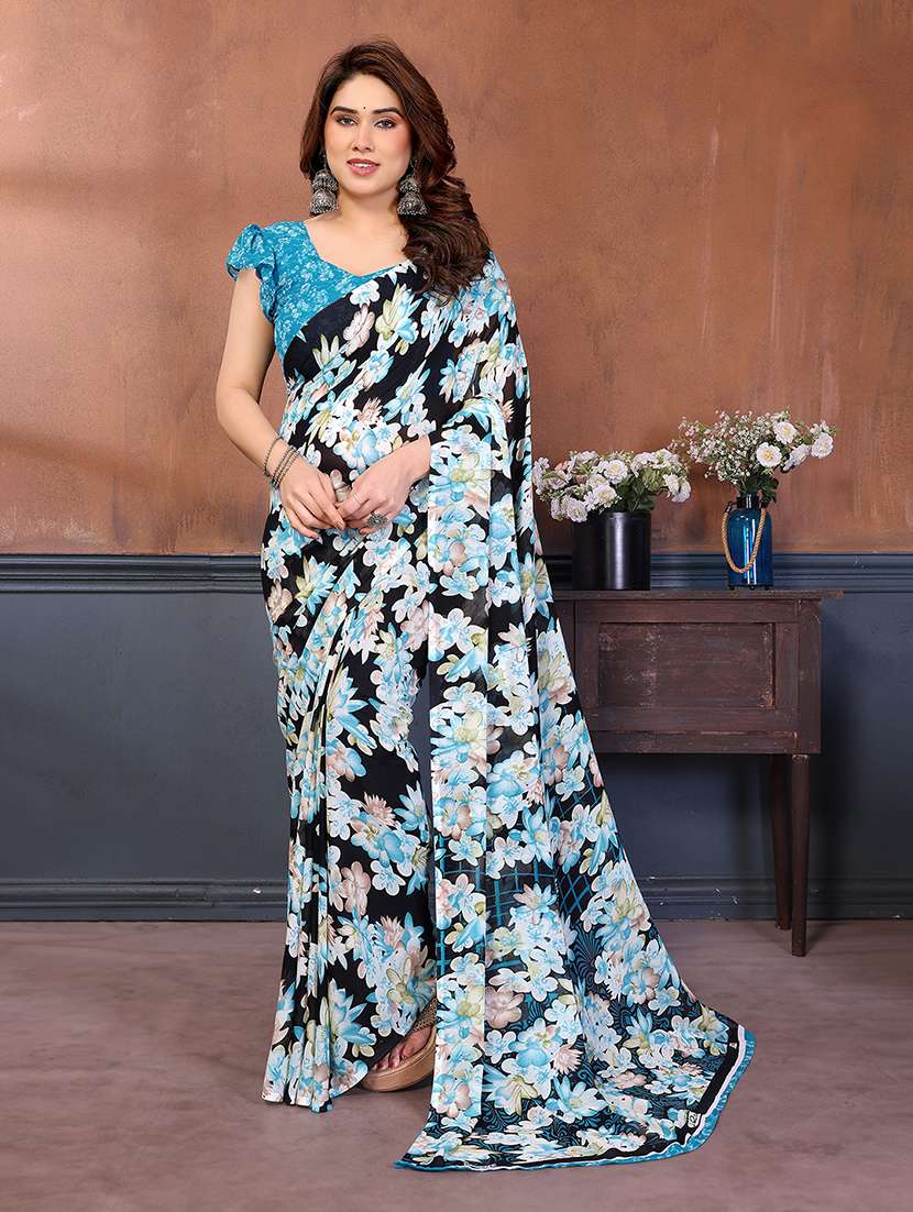 women printed casual wear saree with blouse - 22277529 -  Standard Image - 2