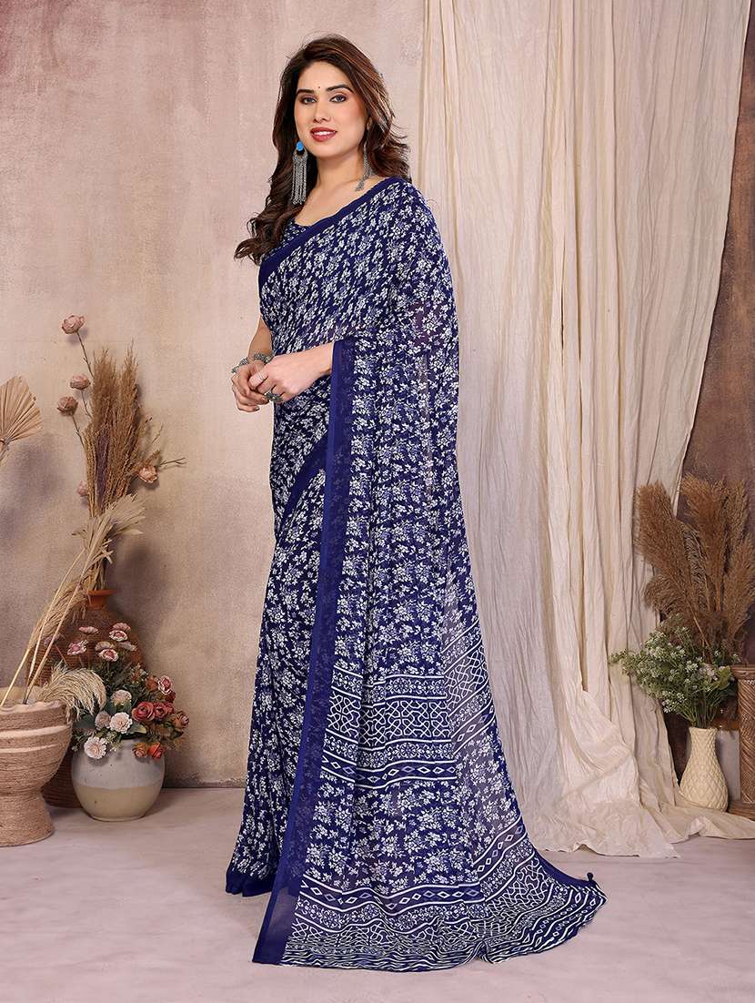 women printed casual wear saree with blouse - 22277533 -  Standard Image - 2