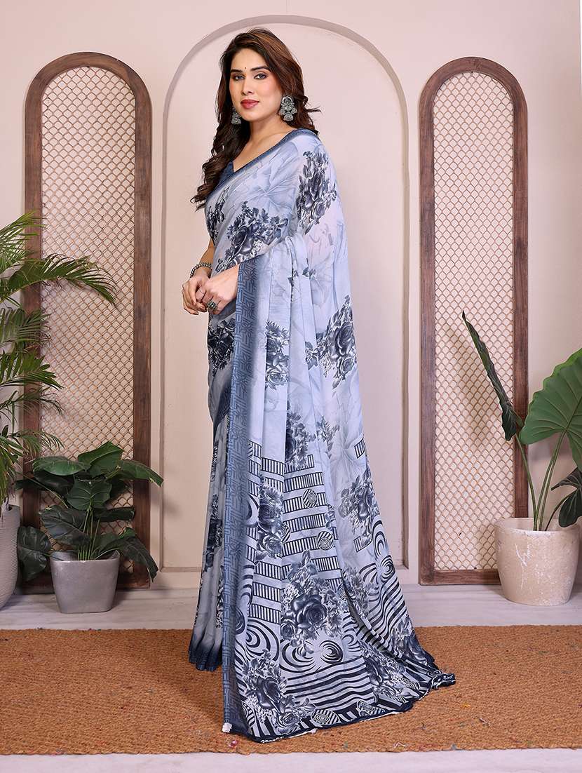 women printed casual wear saree with blouse - 22277544 -  Standard Image - 2