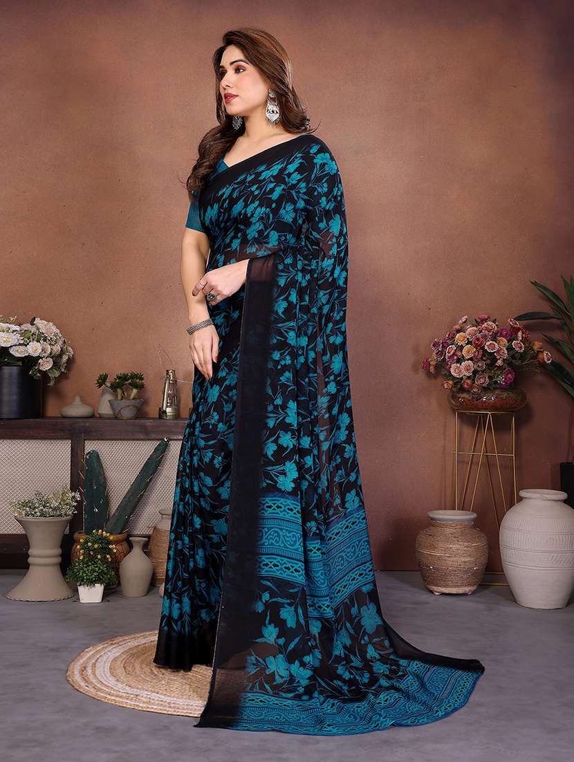 Women Printed Casual Wear Saree With Blouse - 22277556 -  Standard Image - 2