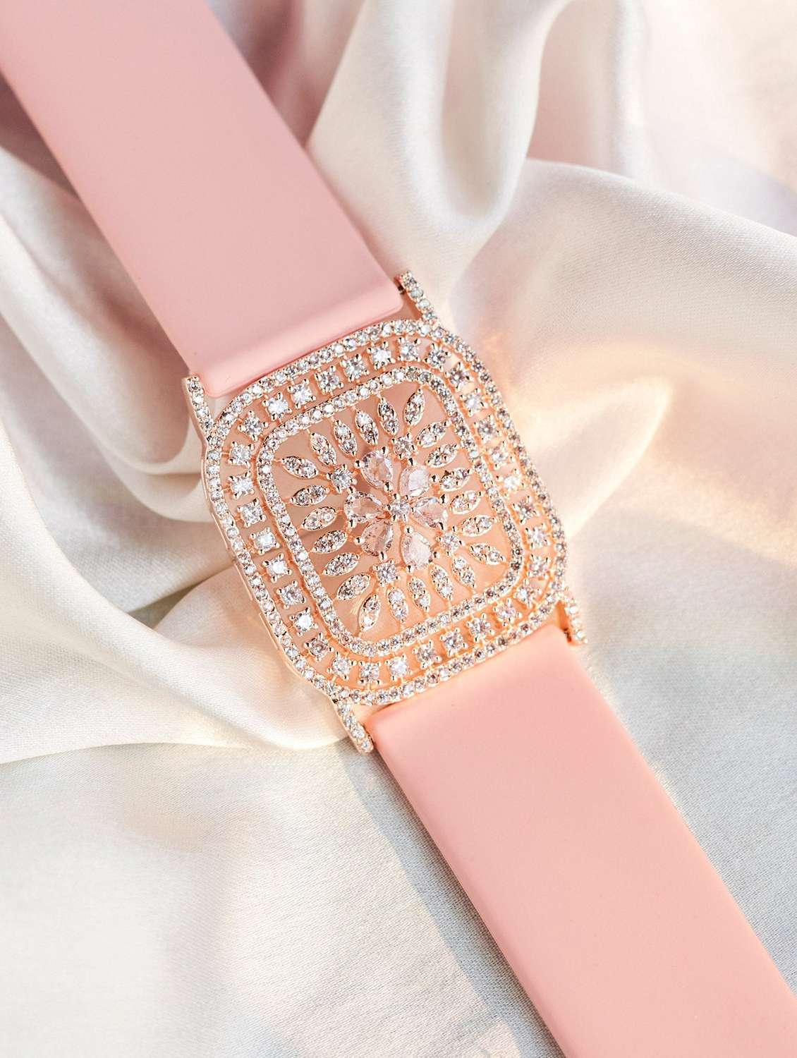 gold-plated artificial stones studded antique wraparound bracelet