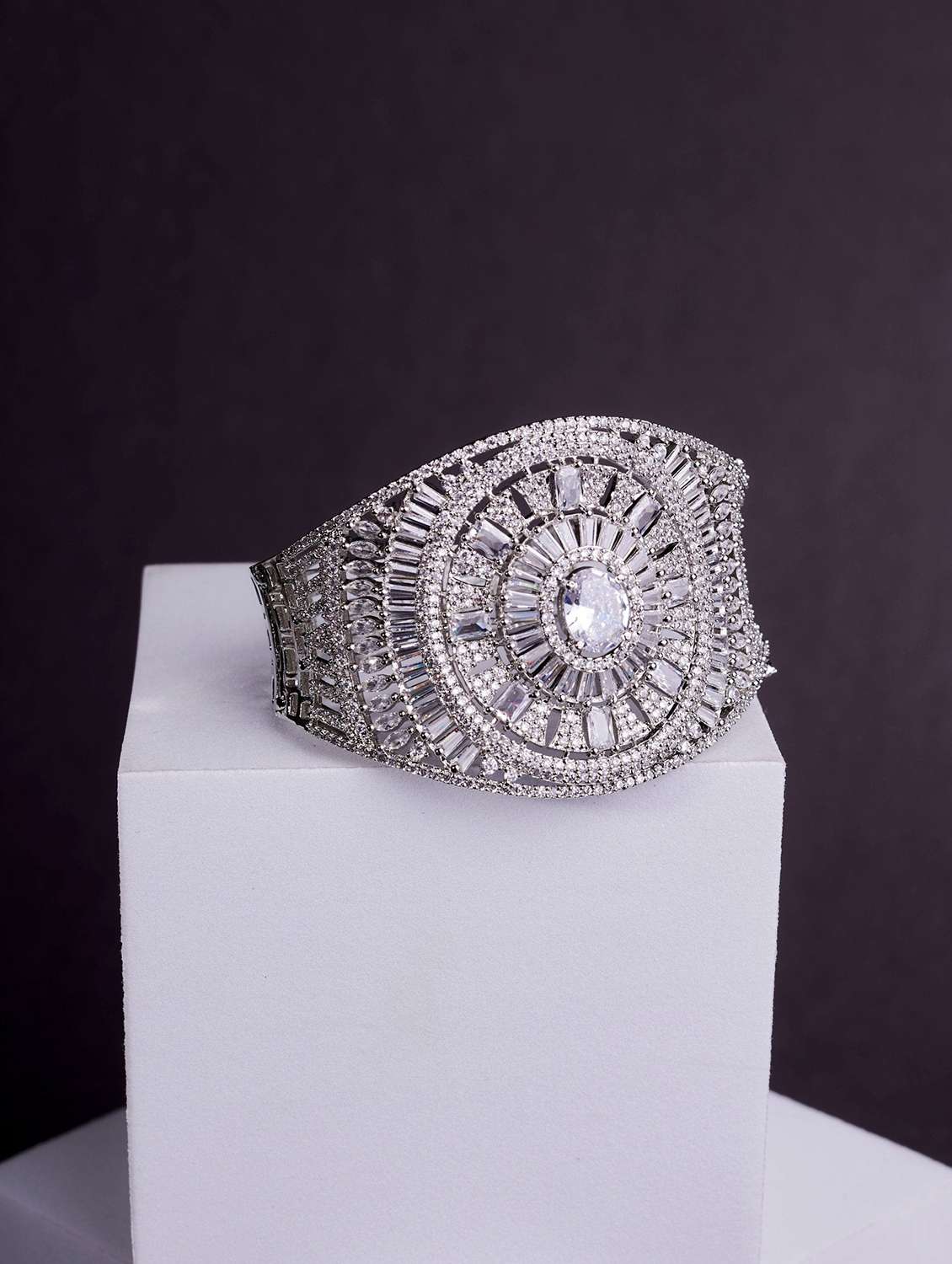 opal touch silver plated ad white american diamond bracelet