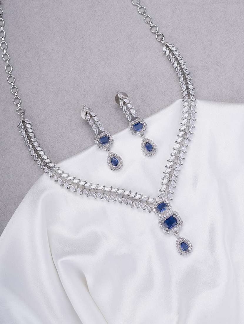women stone studded necklace and earring set