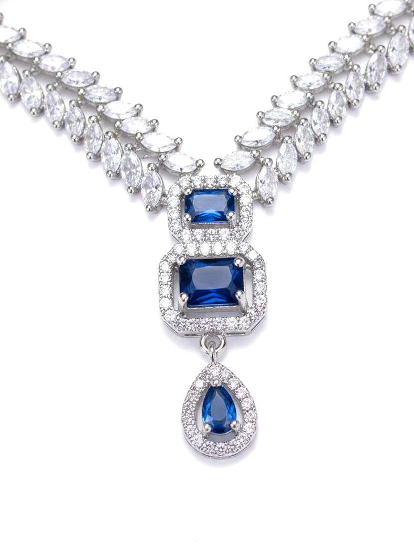 women stone studded necklace and earring set - 22277973 -  Standard Image - 2