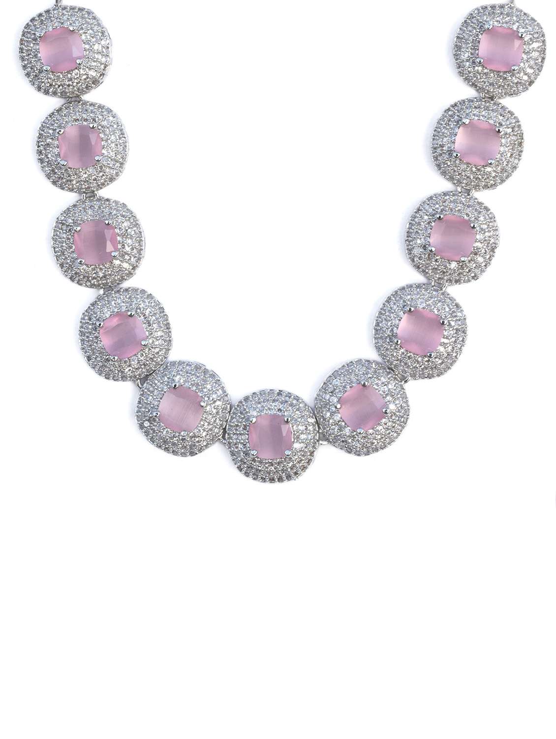 women stone studded necklace and earring set - 22277981 -  Standard Image - 2