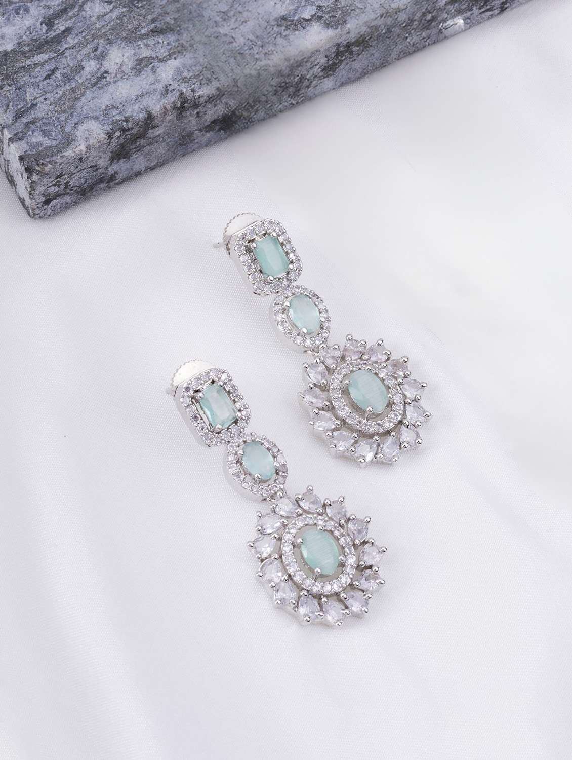 women stone studded necklace and earring set - 22277992 -  Standard Image - 2