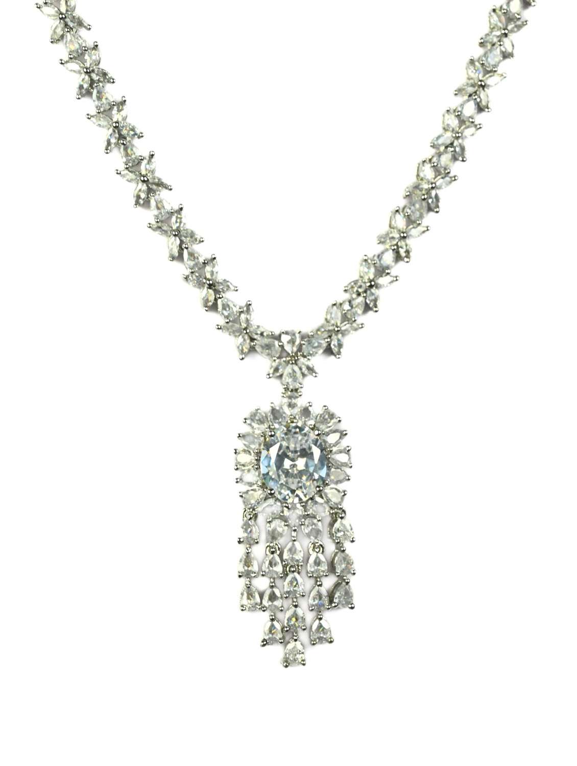 women stone studded necklace and earring set - 22278003 -  Standard Image - 2