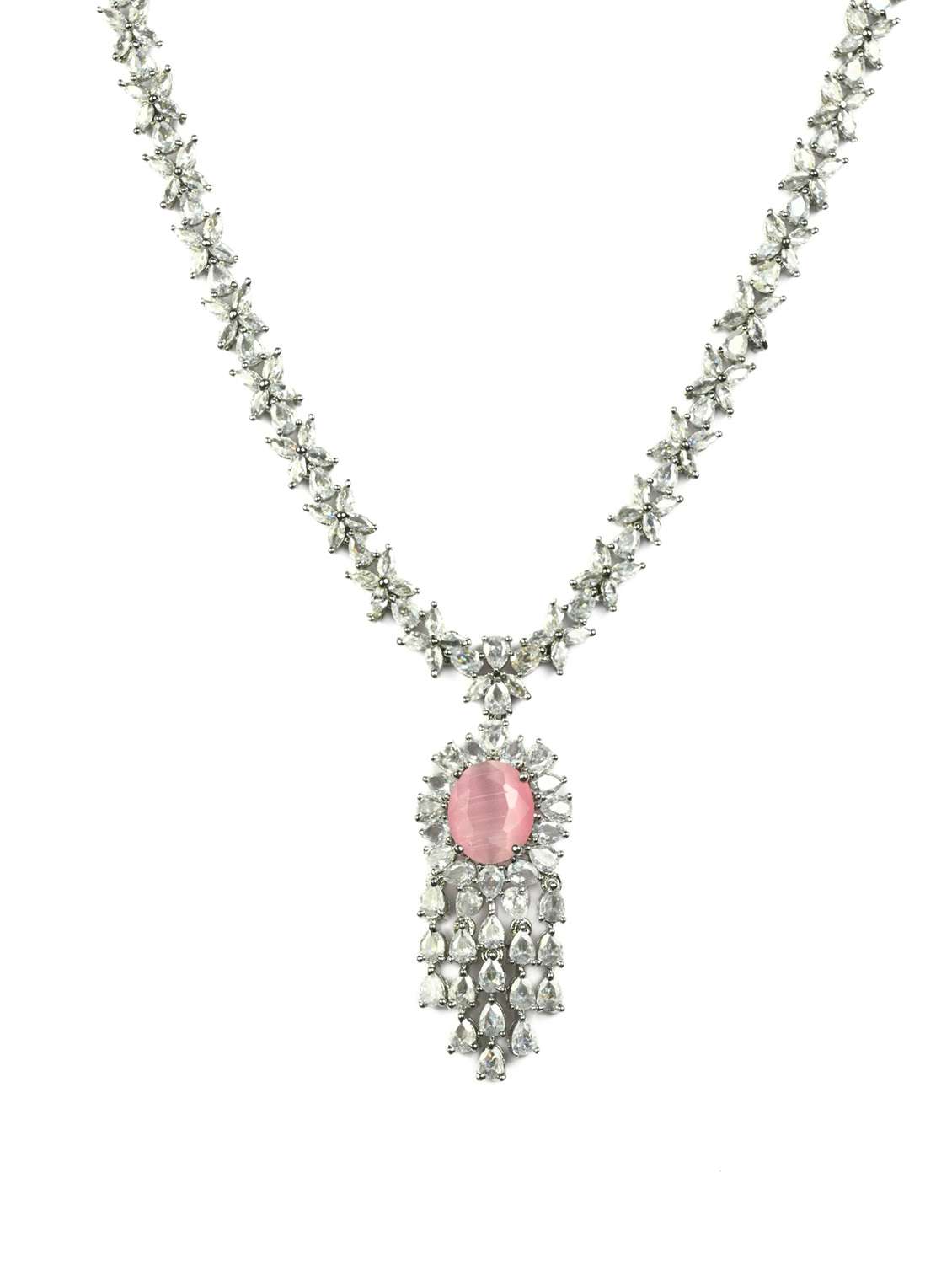 women stone studded necklace and earring set - 22278006 -  Standard Image - 2