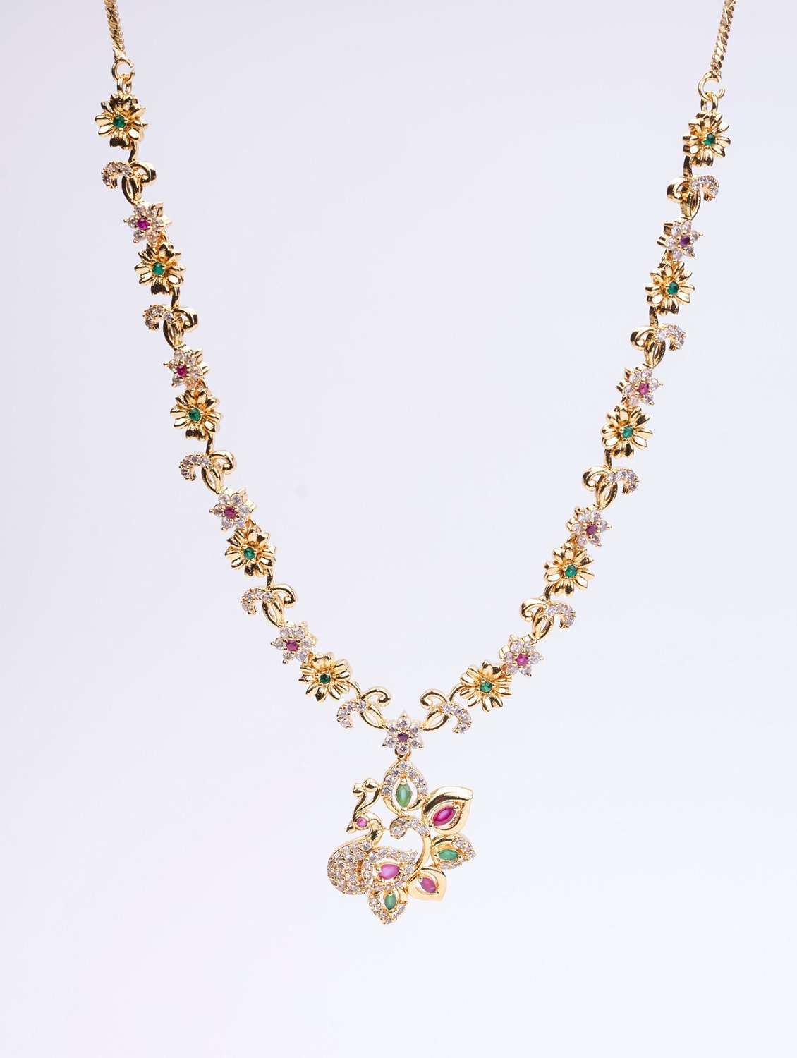 women stone studded necklace and earring set - 22278016 -  Standard Image - 2