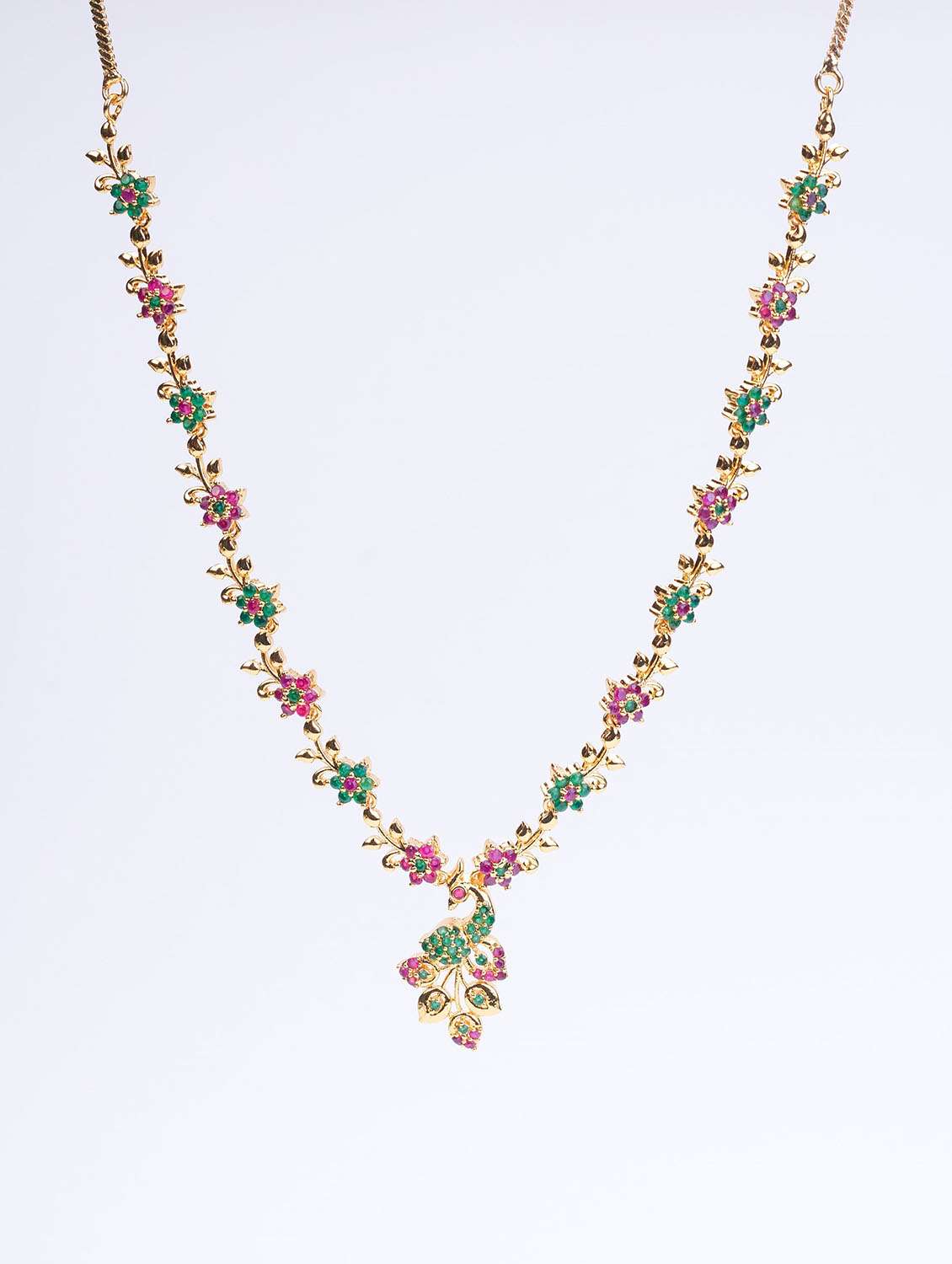 women stone studded necklace and earring set - 22278018 -  Standard Image - 2