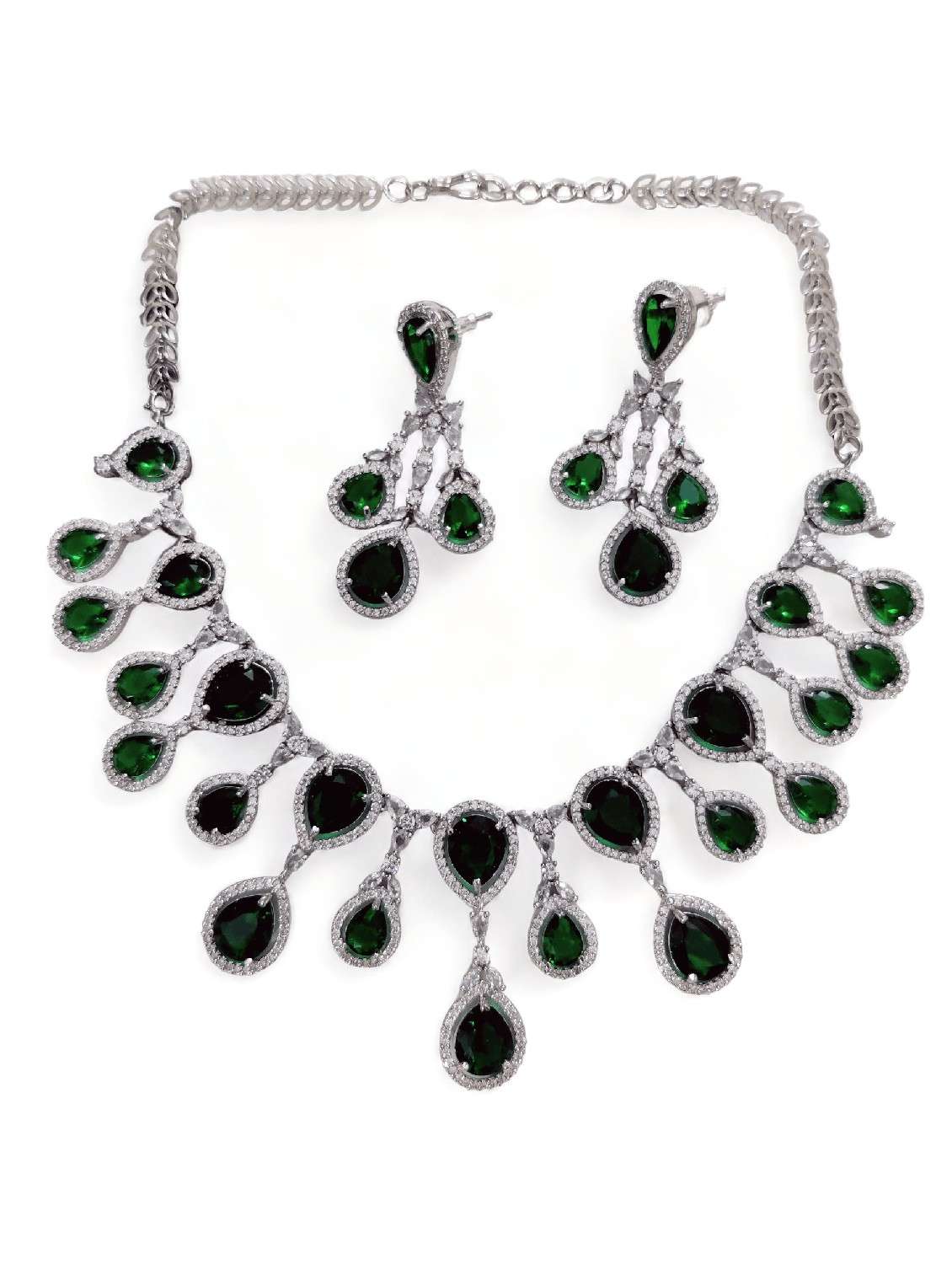 women stone studded necklace and earring set - 22278024 -  Standard Image - 2