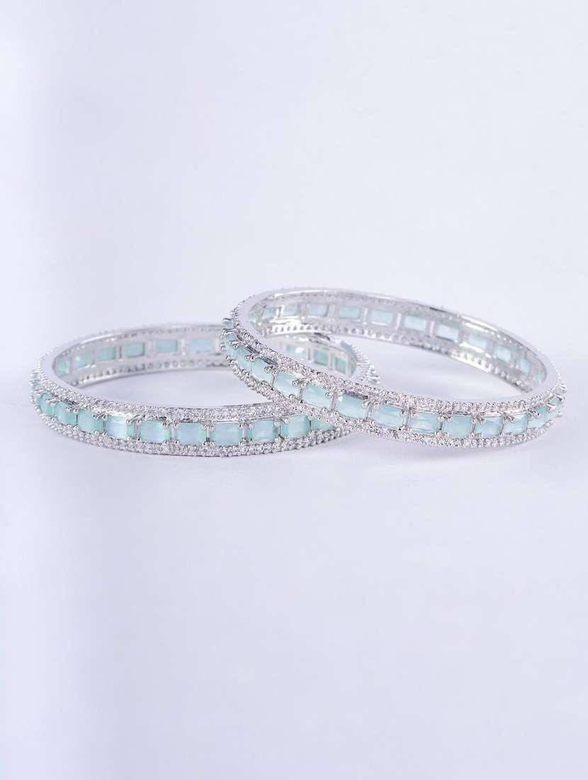 crystal cubic zirconia rhodium bangles (pack of 2) - 22278061 -  Standard Image - 2