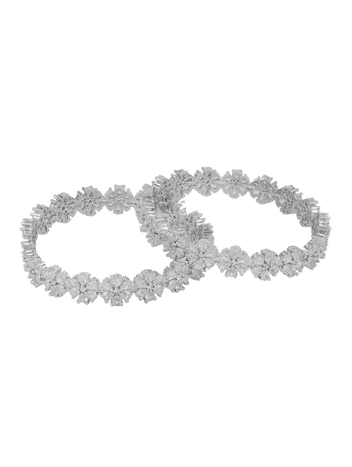 Crystal Cubic Zirconia Rhodium Bangles (pack Of 2) - 22278063 -  Standard Image - 2