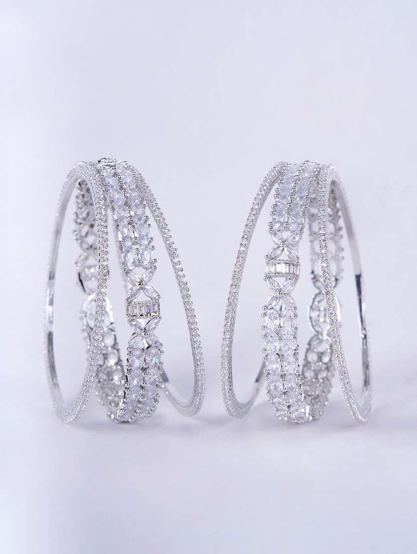 crystal fancy rhodium bangles (pack of 6) - 22278078 -  Standard Image - 2