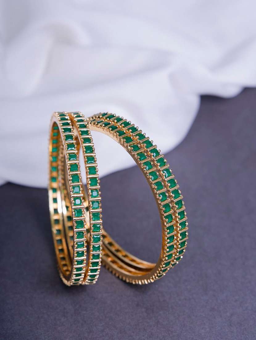 women green brass bangle