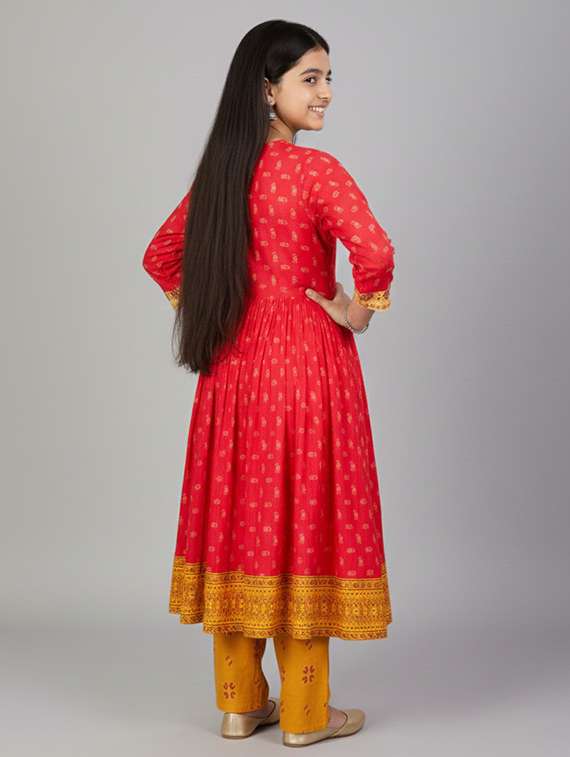 women printed three quarter sleeve kurta - 22278317 -  Standard Image - 2