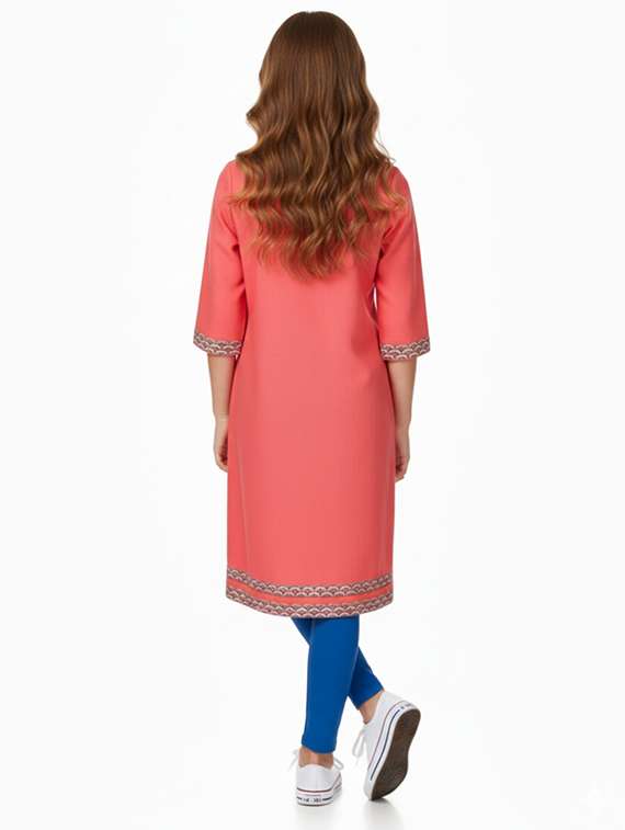girls printed three quarter sleeve straight kurta - 22278324 -  Standard Image - 2