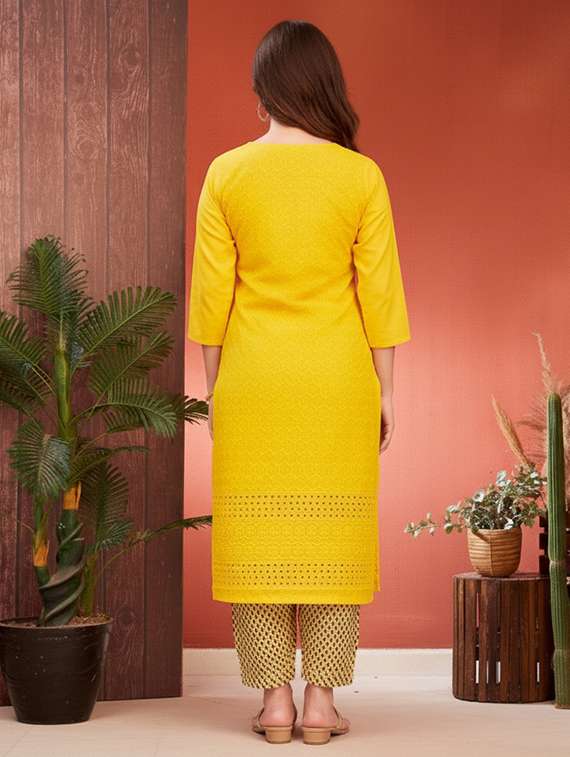 girls three quarter sleeve a-line kurta - 22278332 -  Standard Image - 2