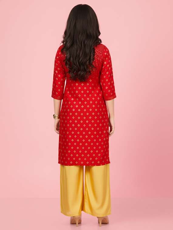 women printed three quarter sleeve kurta - 22278339 -  Standard Image - 2